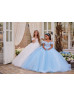 Cold Shoulder Glitter Tulle U Back Flower Girl Dress